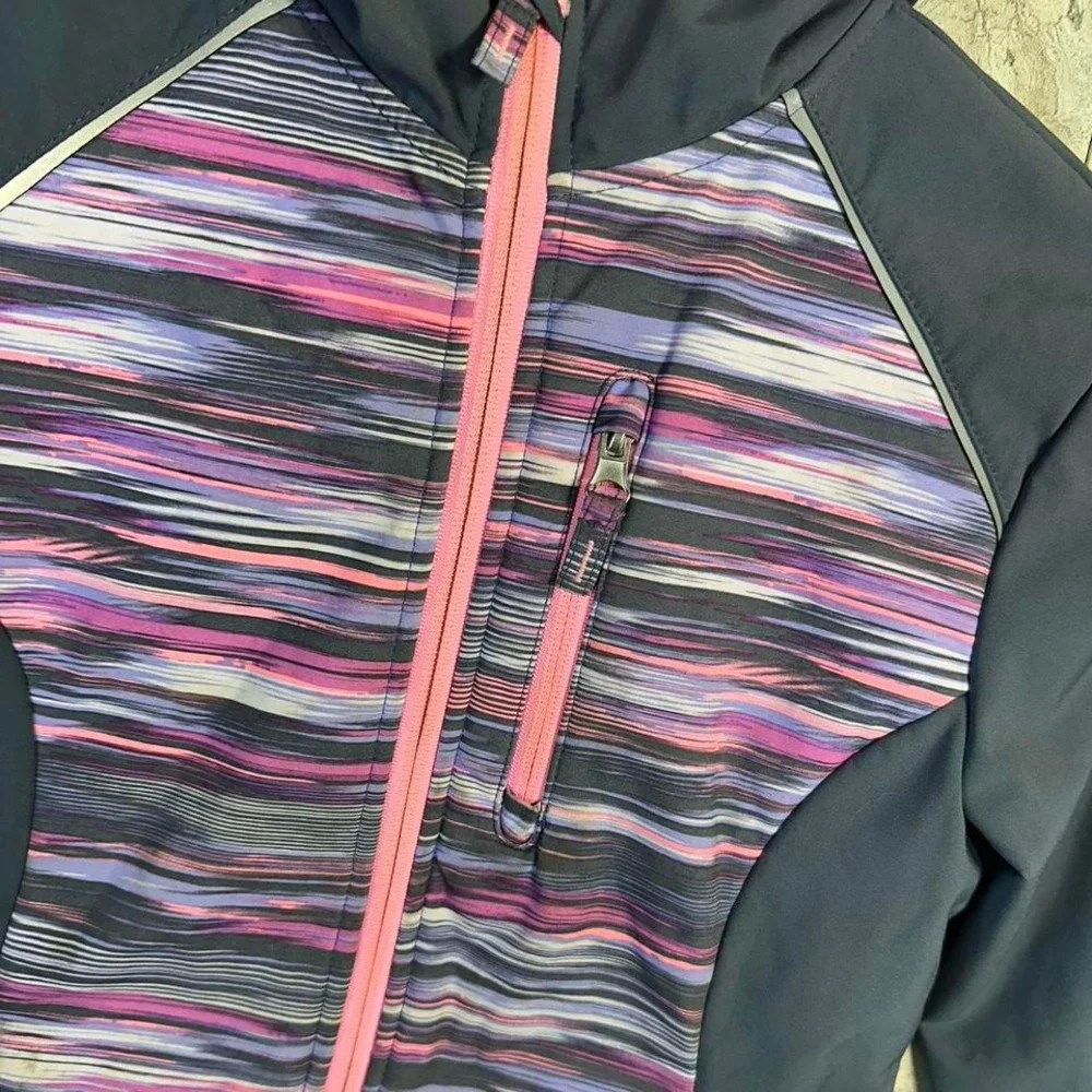 Free country Navy and pink waterproof ski jacket with hood Kids Large 7-8‎